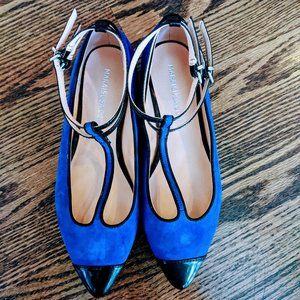 Marais USA Blue Suede T Strap Patent 8